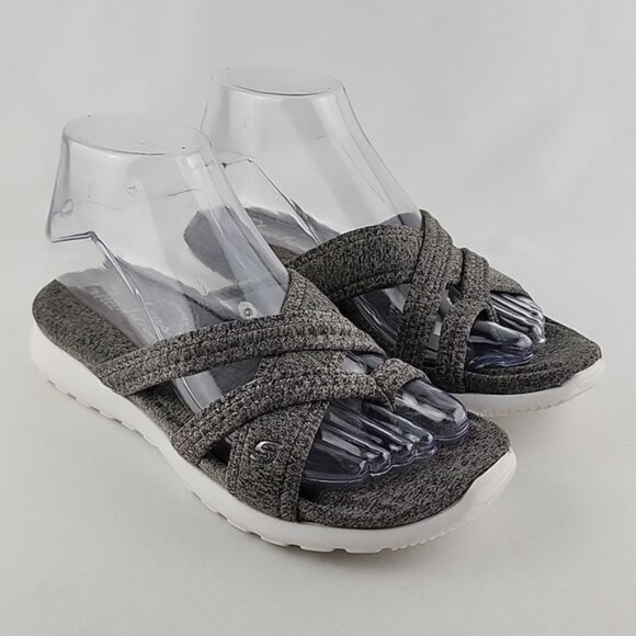 Skechers Rumblets Splendor Grey White Flat Sandal Toe Ring Lightweight Size 6 - Picture 4 of 14